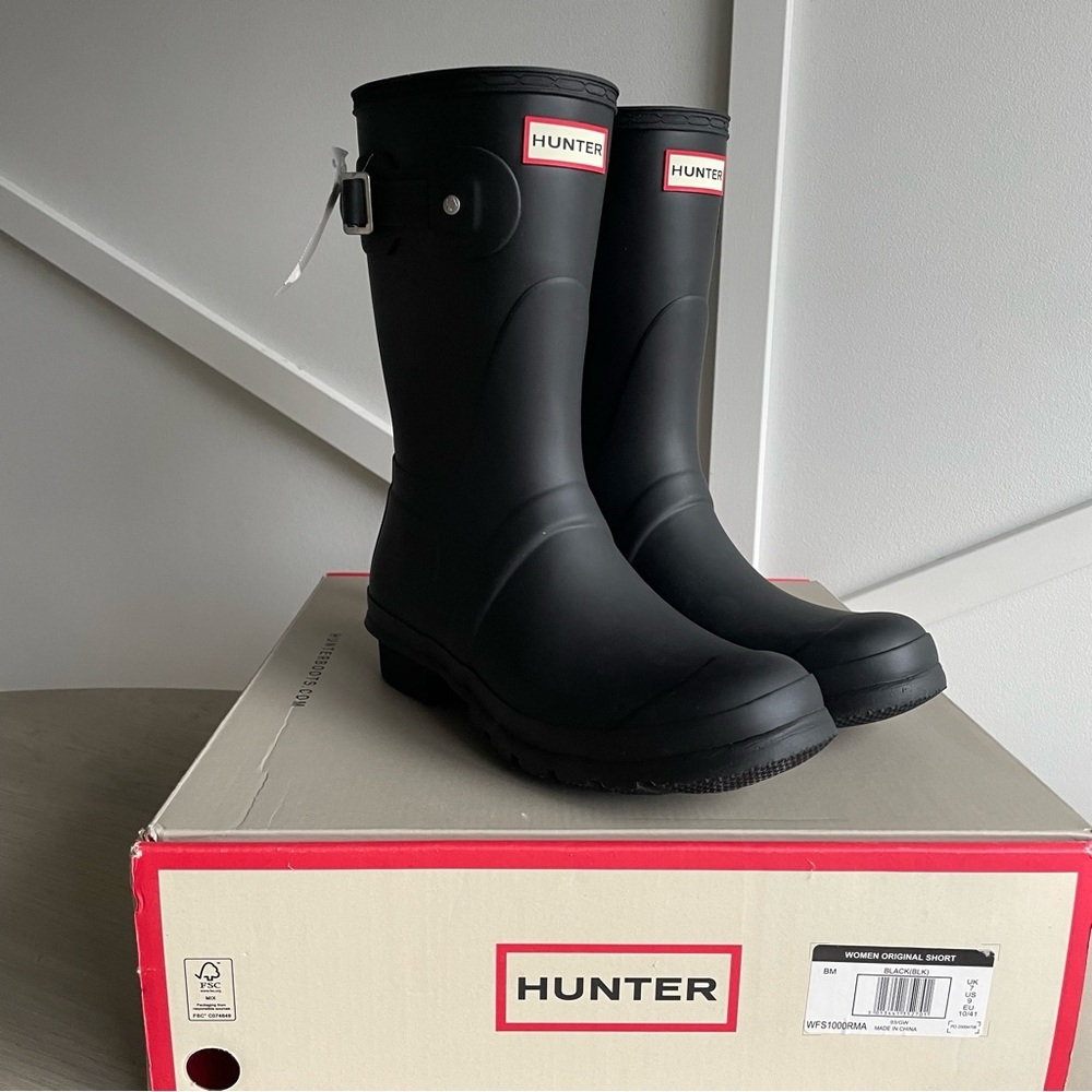 Hunter Women Original Short  - Black Rubber Rain Boots size 9 - Picture 5 of 11
